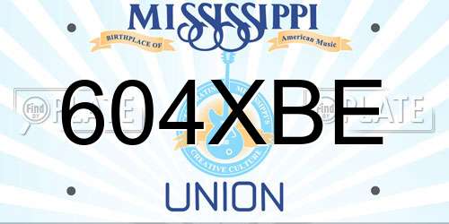 604XBE Mississippi License Plate