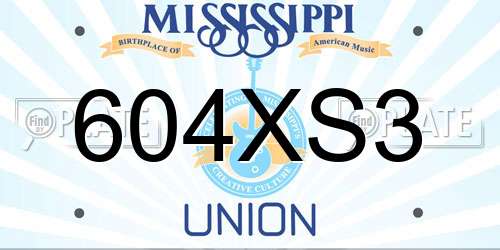 604XS3 Mississippi License Plate