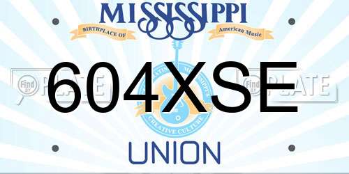 604XSE Mississippi License Plate