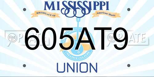 605AT9 Mississippi License Plate