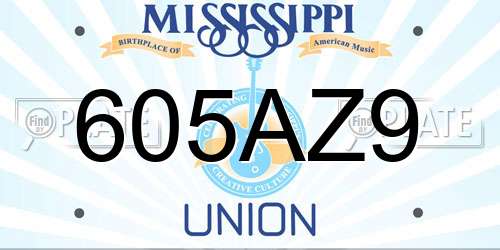 605AZ9 Mississippi License Plate