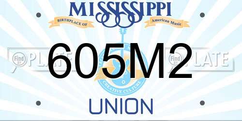 605M2 Mississippi License Plate