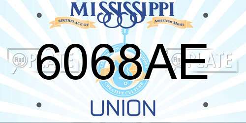 6068AE Mississippi License Plate