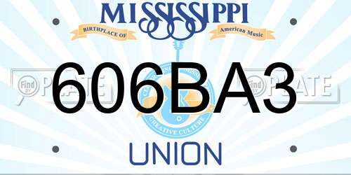606BA3 Mississippi License Plate