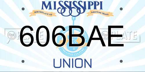 606BAE Mississippi License Plate