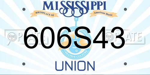 606S43 Mississippi License Plate