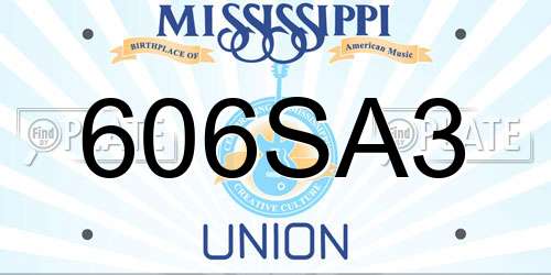 606SA3 Mississippi License Plate