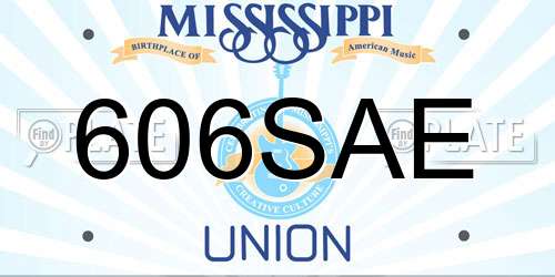 606SAE Mississippi License Plate