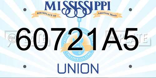 60721A5 Mississippi License Plate