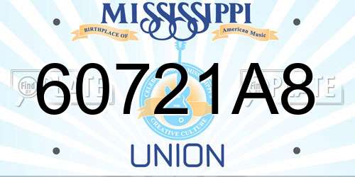 60721A8 Mississippi License Plate