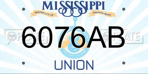 6076AB Mississippi License Plate