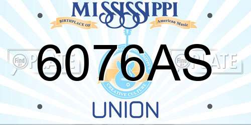 6076AS Mississippi License Plate