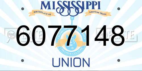 6077148 Mississippi License Plate