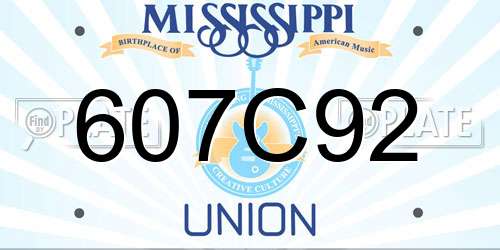 607C92 Mississippi License Plate