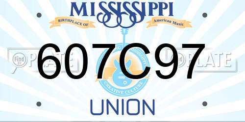 607C97 Mississippi License Plate