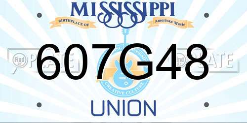 607G48 Mississippi License Plate