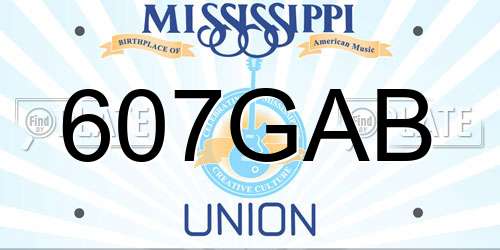 607GAB Mississippi License Plate