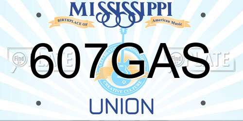 607GAS Mississippi License Plate