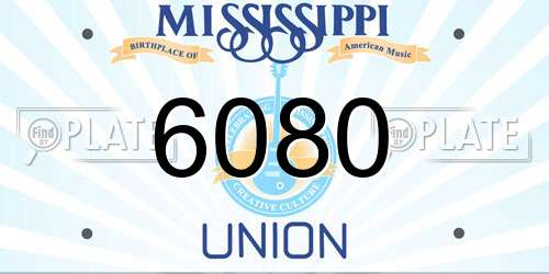 6080 Mississippi License Plate