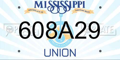 608A29 Mississippi License Plate