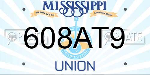 608AT9 Mississippi License Plate