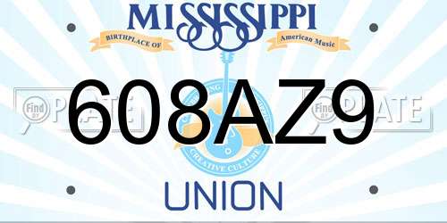 608AZ9 Mississippi License Plate