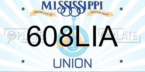 608LIA Mississippi License Plate