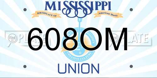 608OM Mississippi License Plate