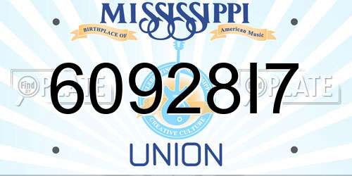 60928I7 Mississippi License Plate