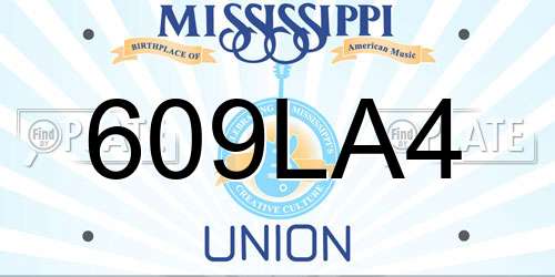609LA4 Mississippi License Plate