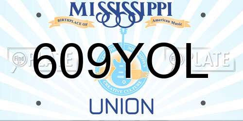 609YOL Mississippi License Plate