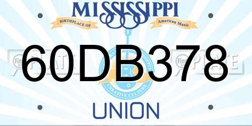 60DB378 Mississippi License Plate
