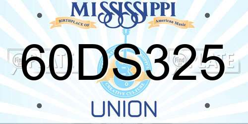 60DS325 Mississippi License Plate