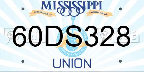 60DS328 Mississippi License Plate