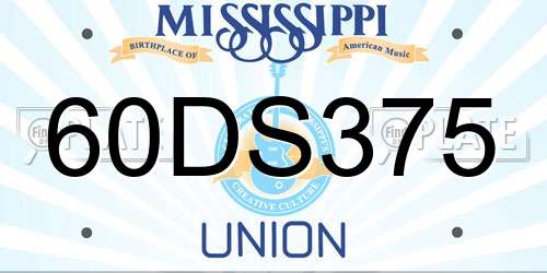 60DS375 Mississippi License Plate
