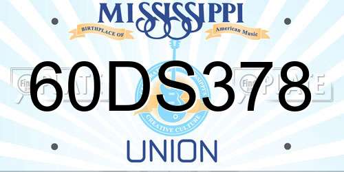 60DS378 Mississippi License Plate