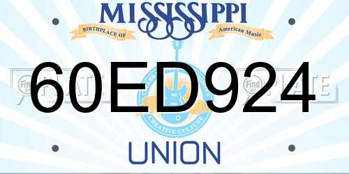60ED924 Mississippi License Plate