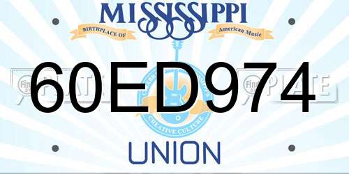60ED974 Mississippi License Plate