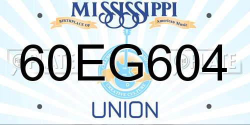 60EG604 Mississippi License Plate