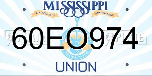 60EO974 Mississippi License Plate