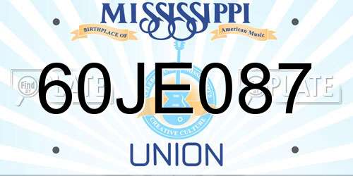 60JE087 Mississippi License Plate
