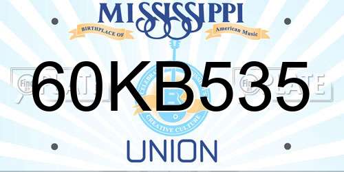 60KB535 Mississippi License Plate