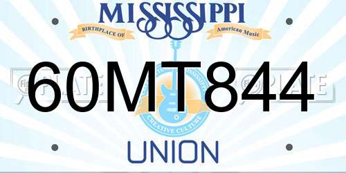 60MT844 Mississippi License Plate