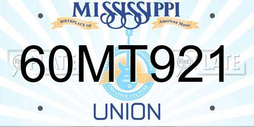 60MT921 Mississippi License Plate