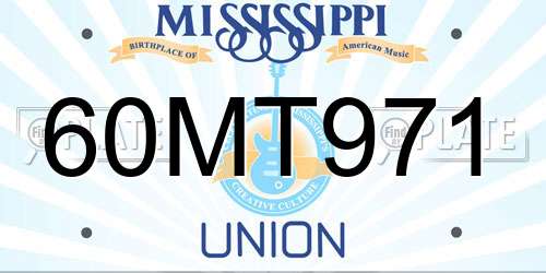 60MT971 Mississippi License Plate
