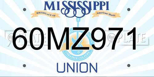 60MZ971 Mississippi License Plate