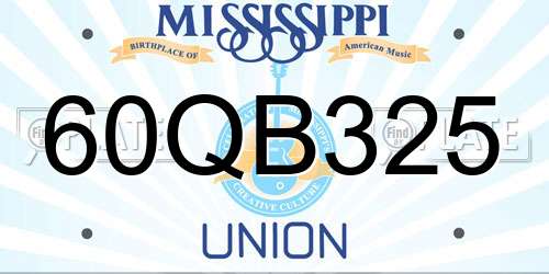 60QB325 Mississippi License Plate