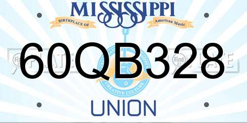 60QB328 Mississippi License Plate