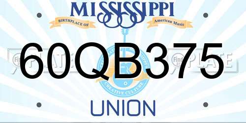 60QB375 Mississippi License Plate