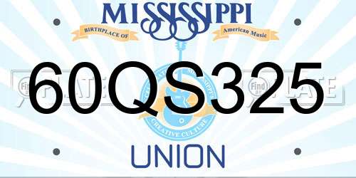 60QS325 Mississippi License Plate